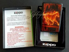 Zippo lighter Horse Flaming. Black matte finish.
