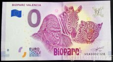 Espagne. Billet Euro Souvenir - Bioparc Valencia animaux 2018