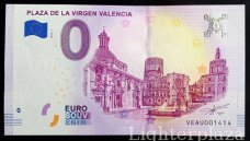 Espagne. Billet Euro Souvenir - Plaza de la Virgen Valencia 2018